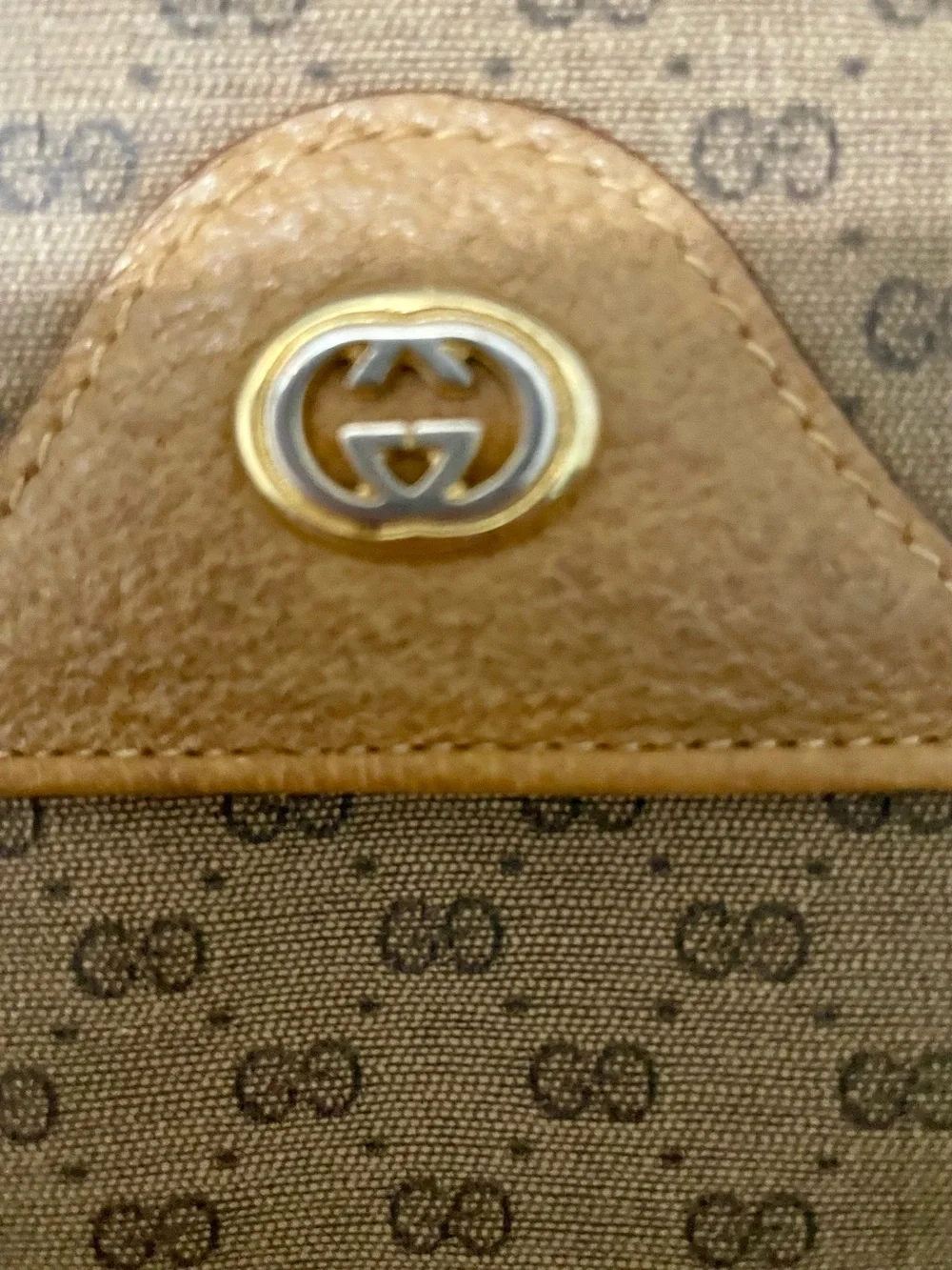 Gucci Brown Monogram Satchel with Tan Leather Trim